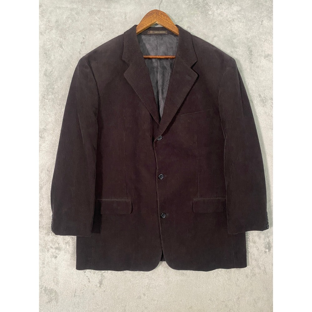 Tasso Elba Blazer Mens XL Brown Corduroy 3-Button Cotton Academia Preppy Career